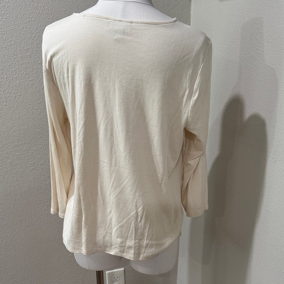 J Jill Cream Tie-Front Women's Lightweight Blouse - Picture 2 of 4